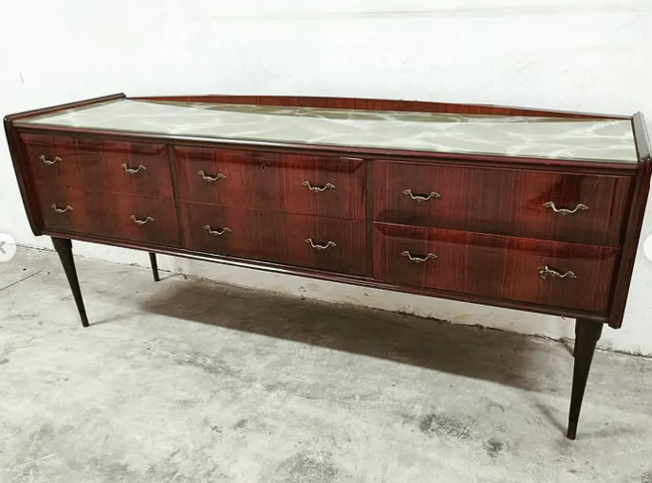 Rosewood chest of drawers with glass top, 1950s 2