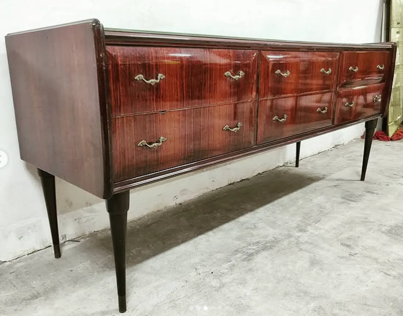 Rosewood chest of drawers with glass top, 1950s 3