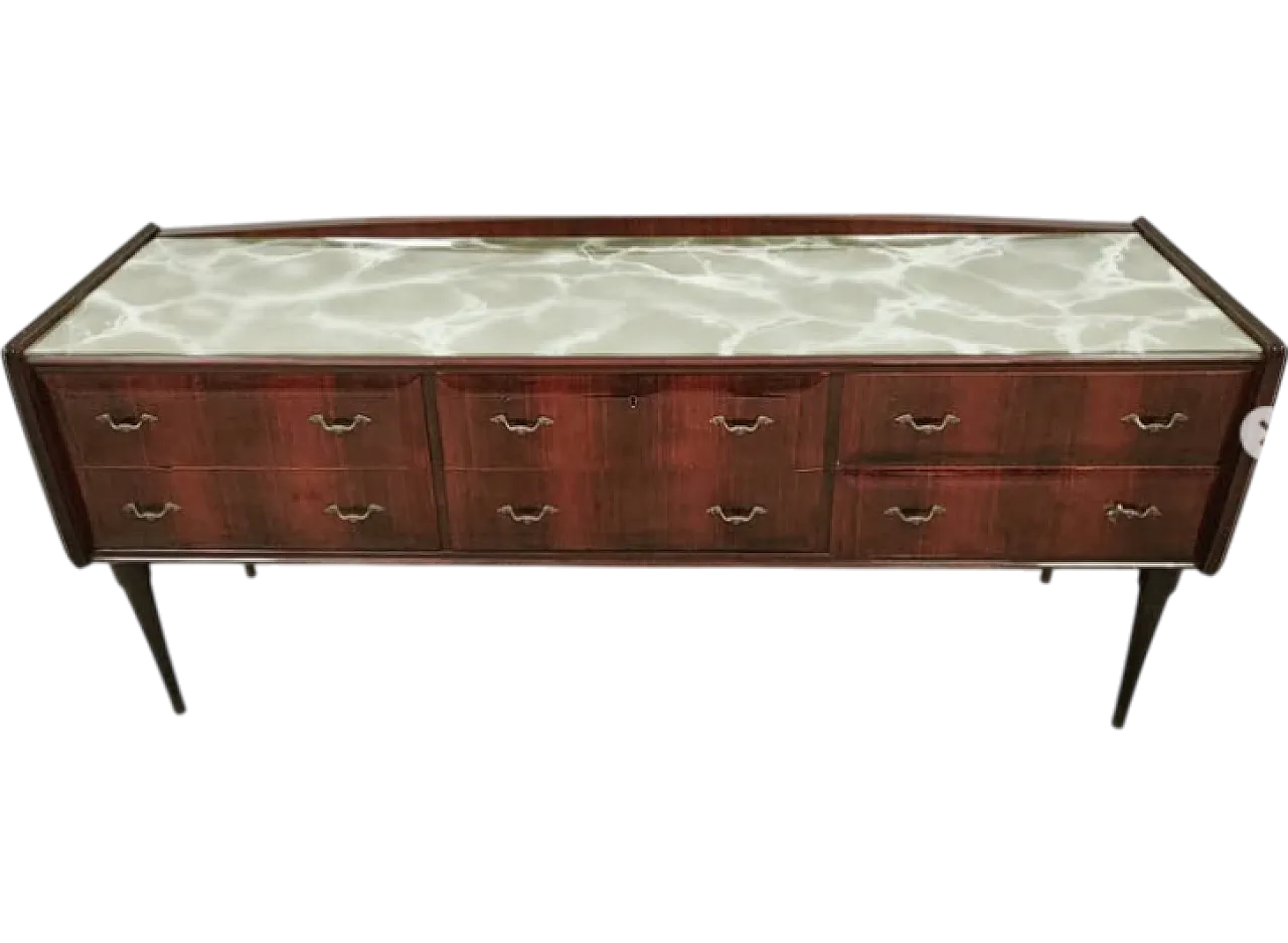 Rosewood chest of drawers with glass top, 1950s 4