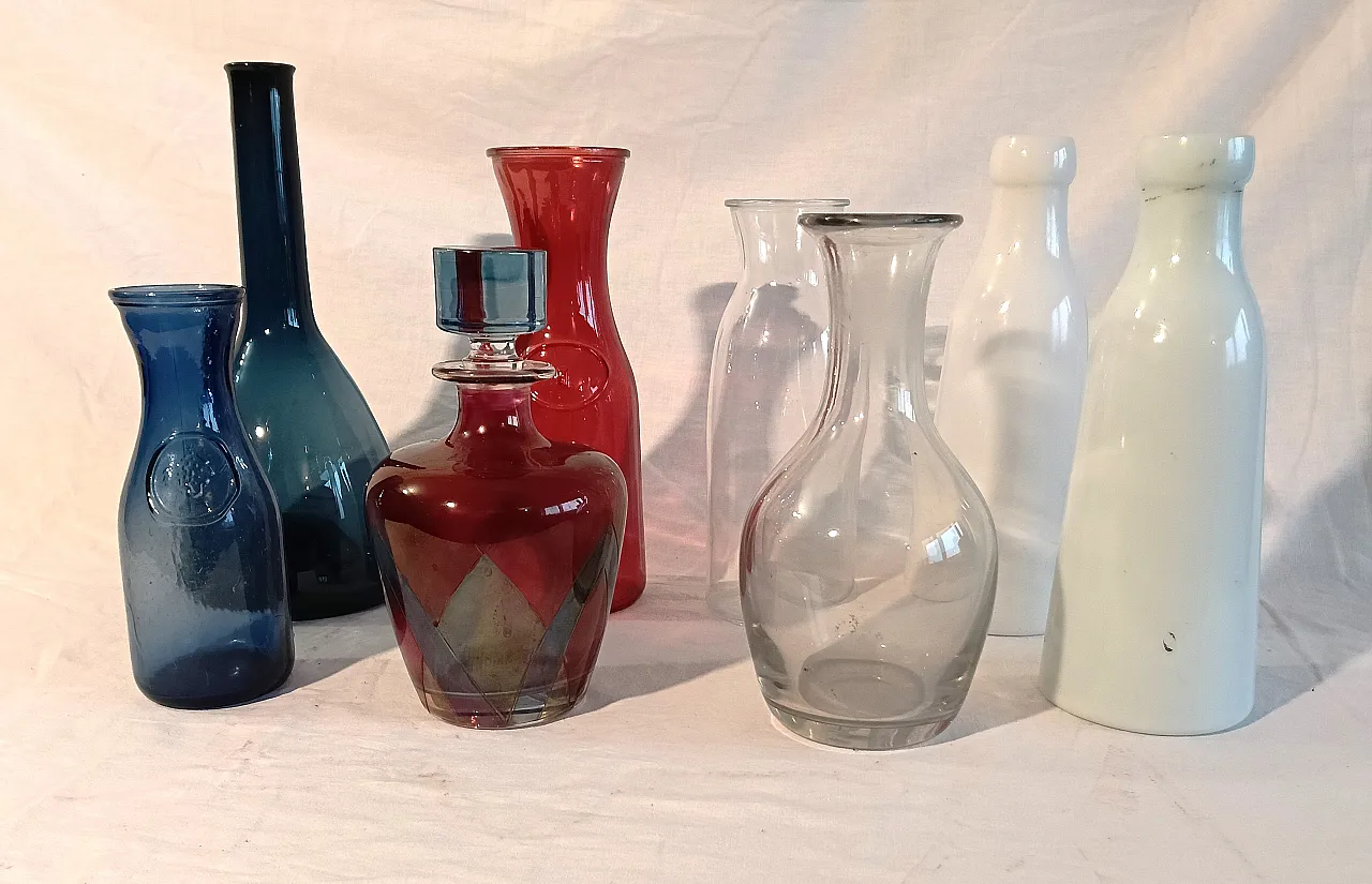 8 decorative bottles, 70s 1