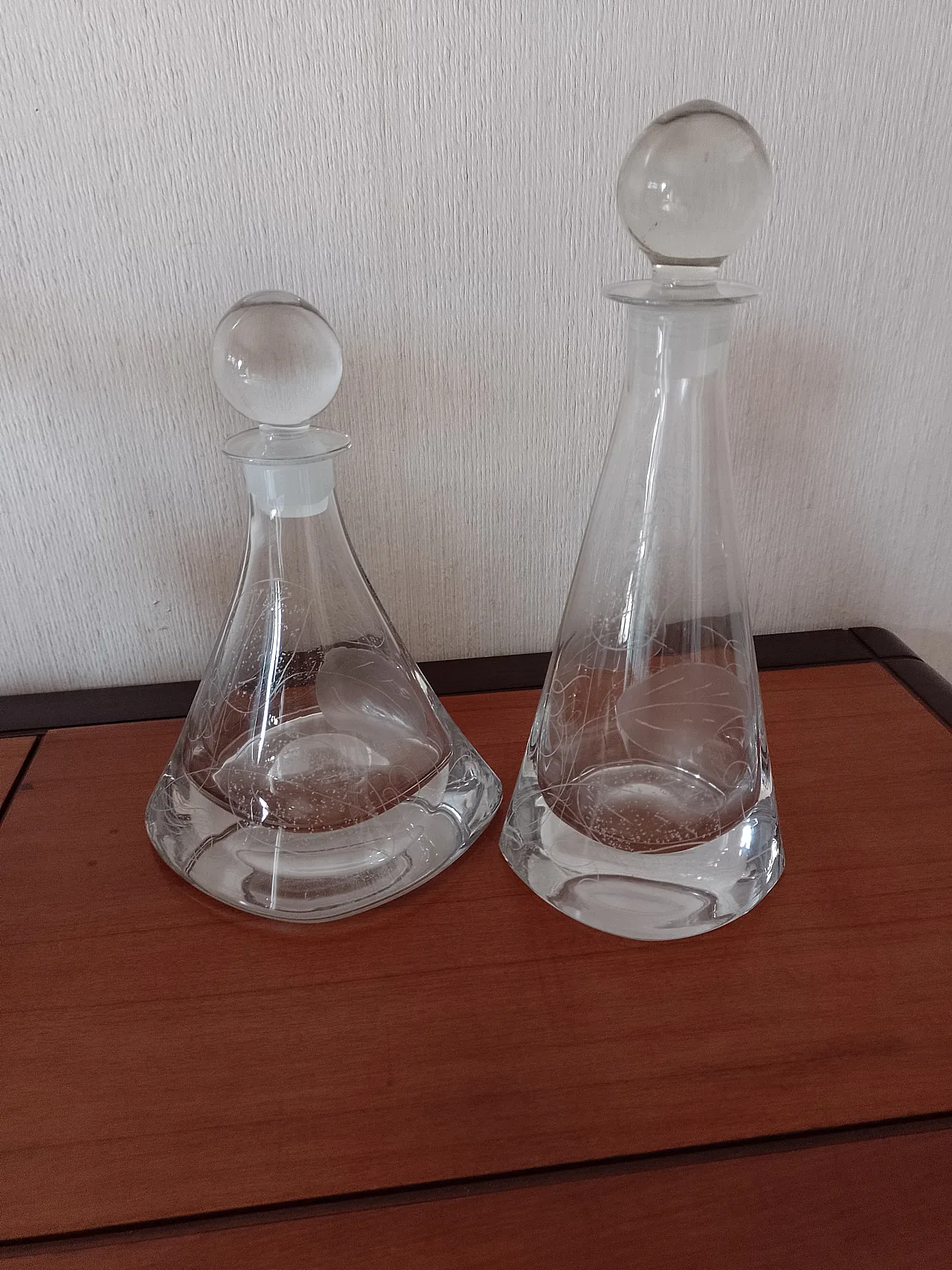 Pair of glass liqueur bottles, 2000s 1