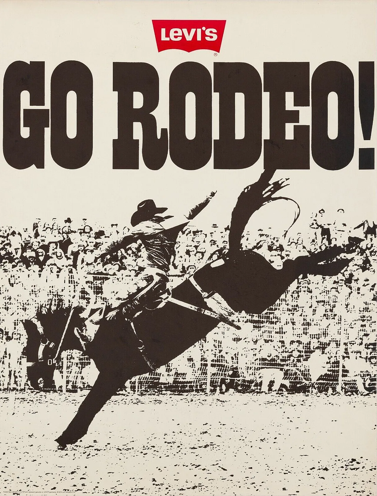 Anonymous, 1980s - GO RODEO (LEVI'S) - Original Beautiful Poster cm 75 x 57.5 1