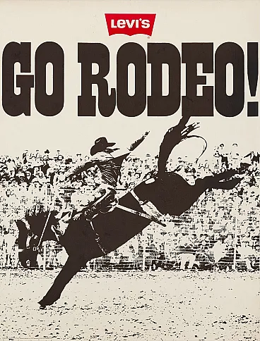 Anonymous, 1980s - GO RODEO (LEVI'S) - Original Beautiful Poster cm 75 x 57.5