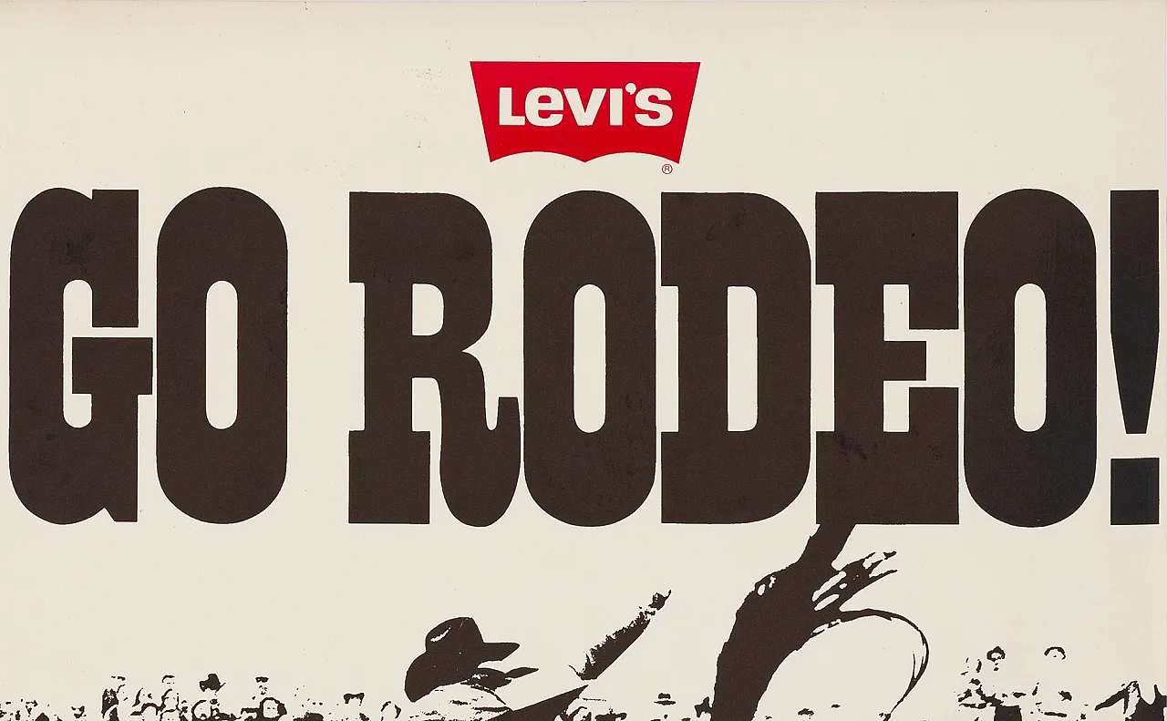 Anonymous, 1980s - GO RODEO (LEVI'S) - Original Beautiful Poster cm 75 x 57.5 2