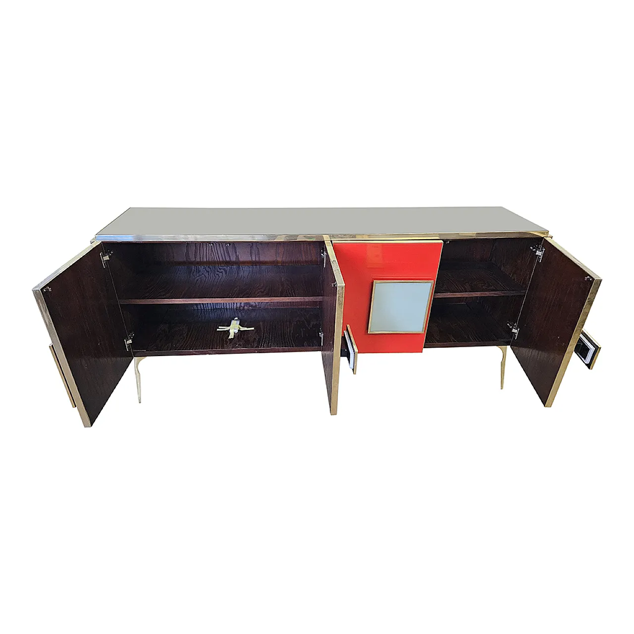 Sideboard with four backlit glass doors, 90s 7