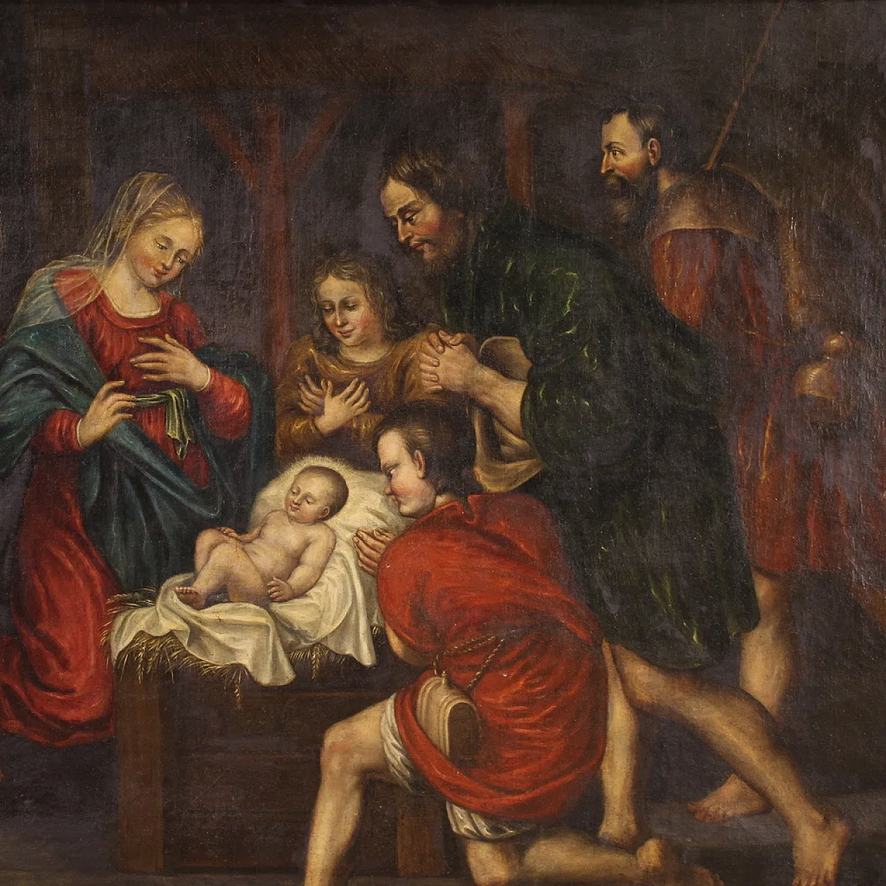 Adoration of the shepherds, French oil painting,  17th century 2