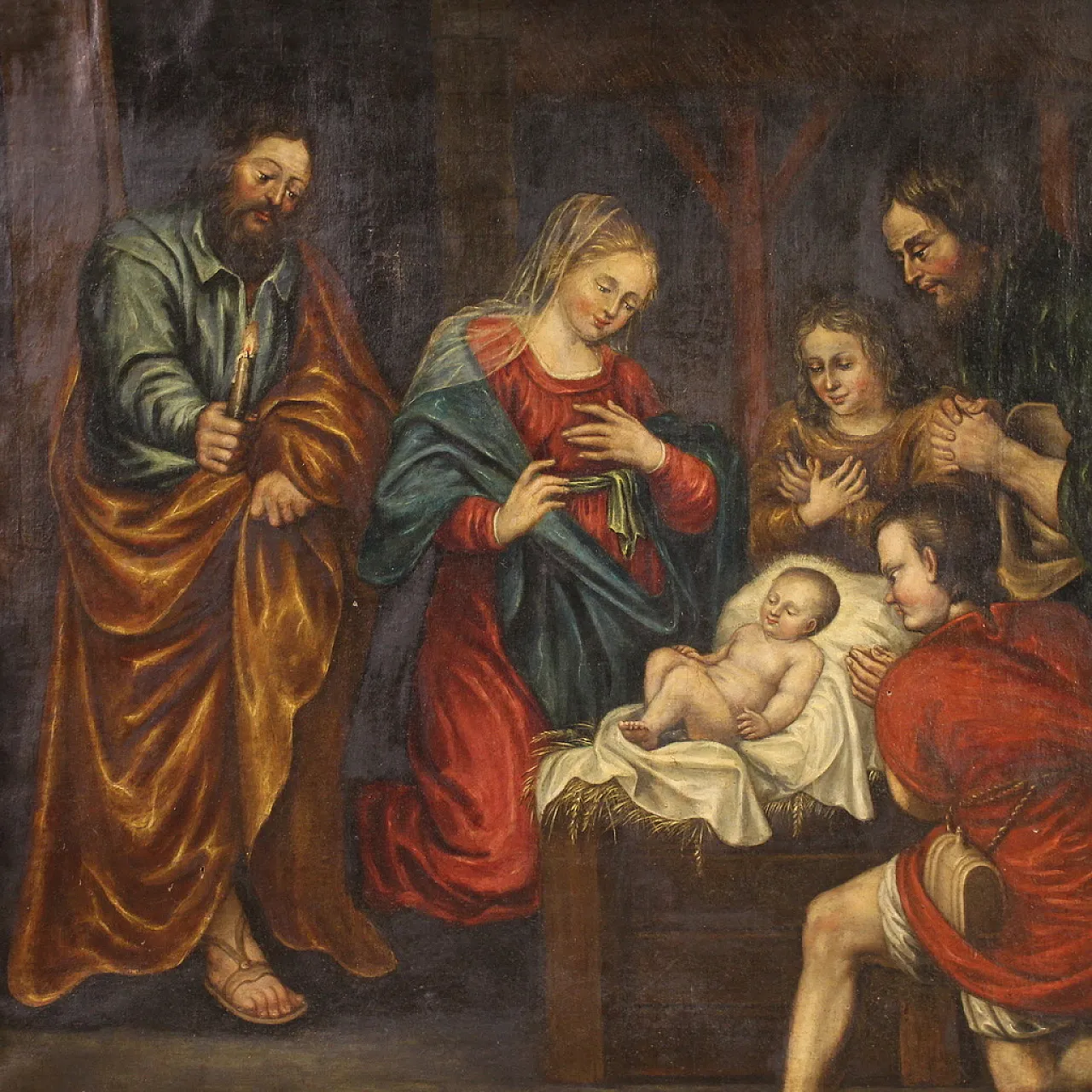 Adoration of the shepherds, French oil painting,  17th century 4