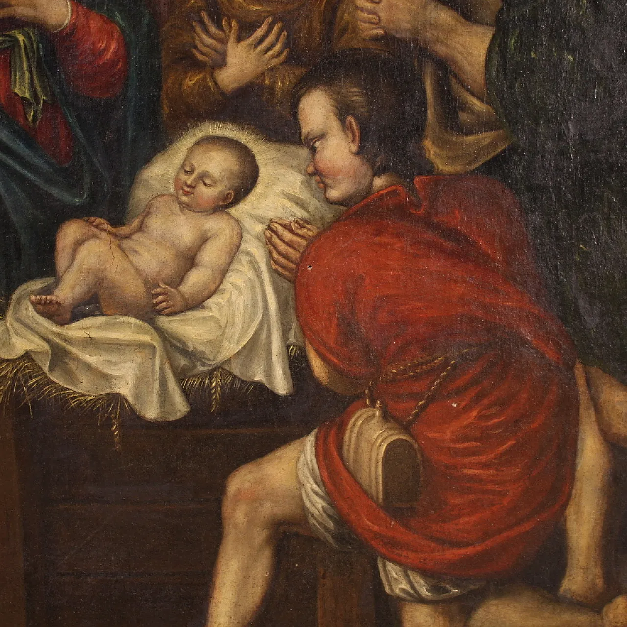 Adoration of the shepherds, French oil painting,  17th century 5