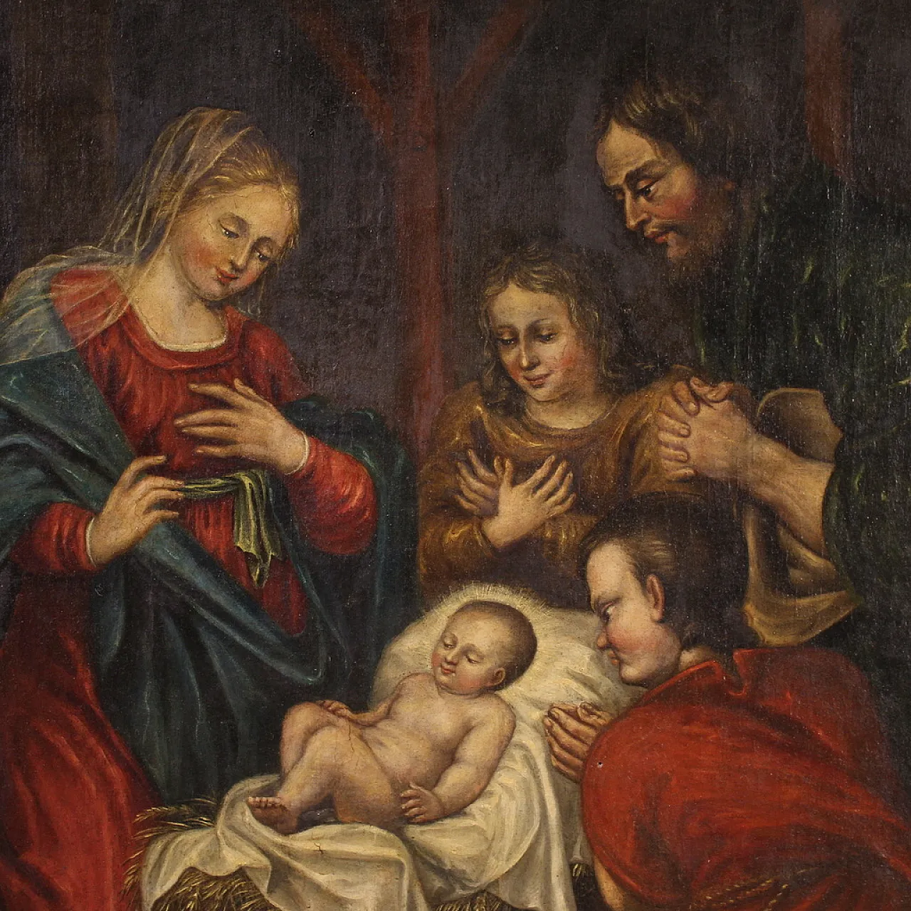 Adoration of the shepherds, French oil painting,  17th century 9