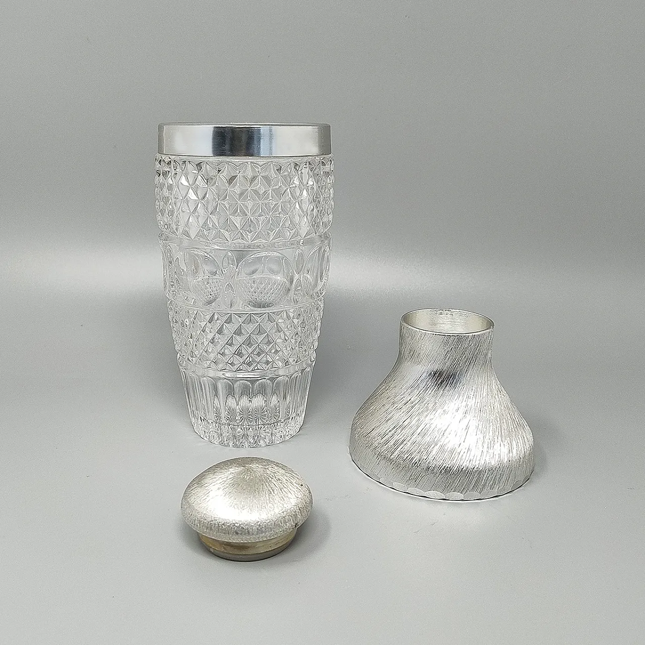 Cut Crystal Cocktail Shaker with Ice Bucket by Arir 1960s 4