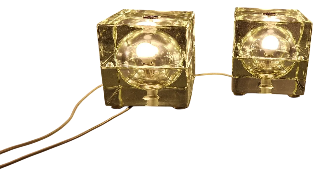 Pair of Cubosfera lamps by Mendini for Fidenza Vetraria, 1960s 14