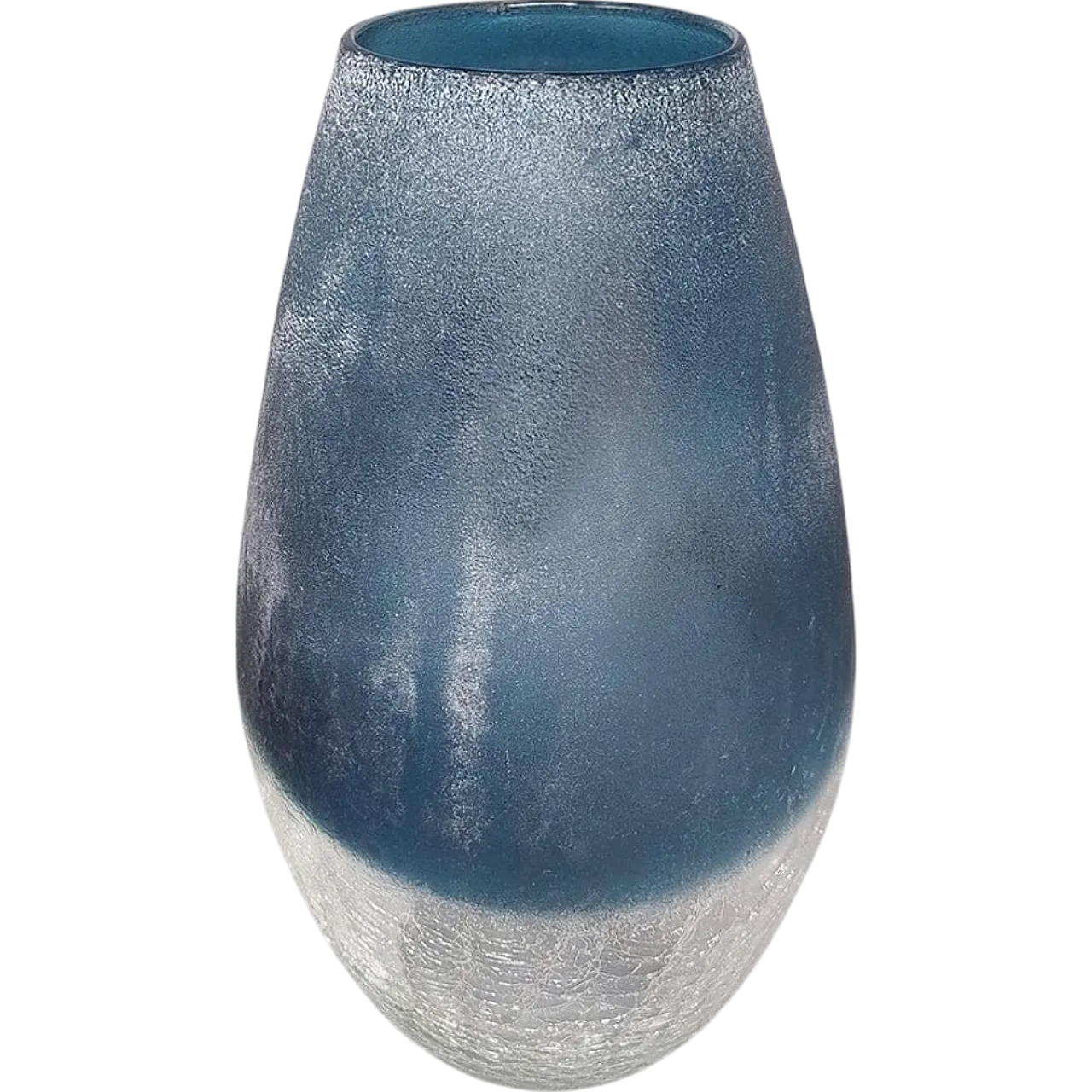 Vaso blu di Arte Vetro in vetro smerigliato, anni '70 7