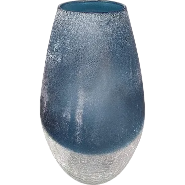 Vaso blu di Arte Vetro in vetro smerigliato, anni '70