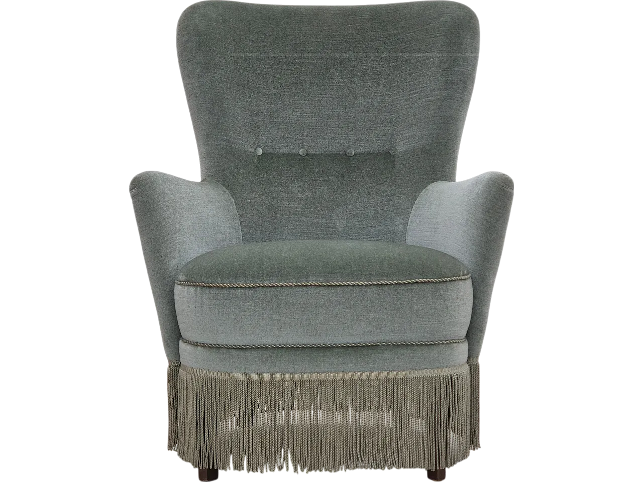 Danish armchair velour and beech wood, 70s 19