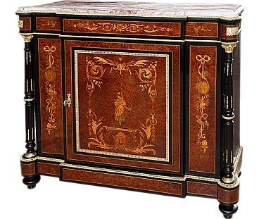 Sideboard Napoleon III French in precious exotic woods, '800