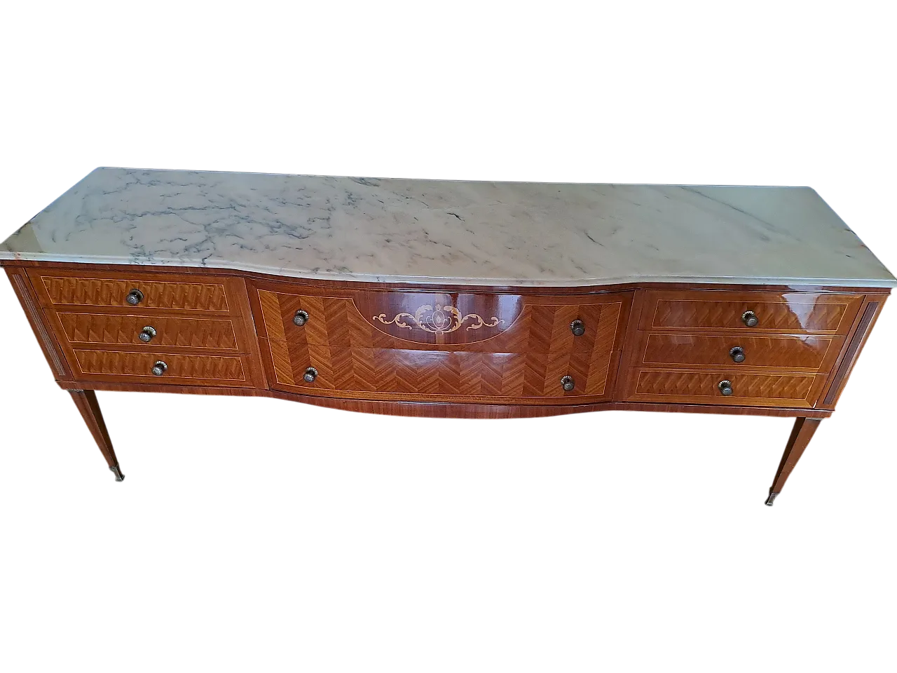 Mid century Italian chest of drawers with marble top, 1970s 9