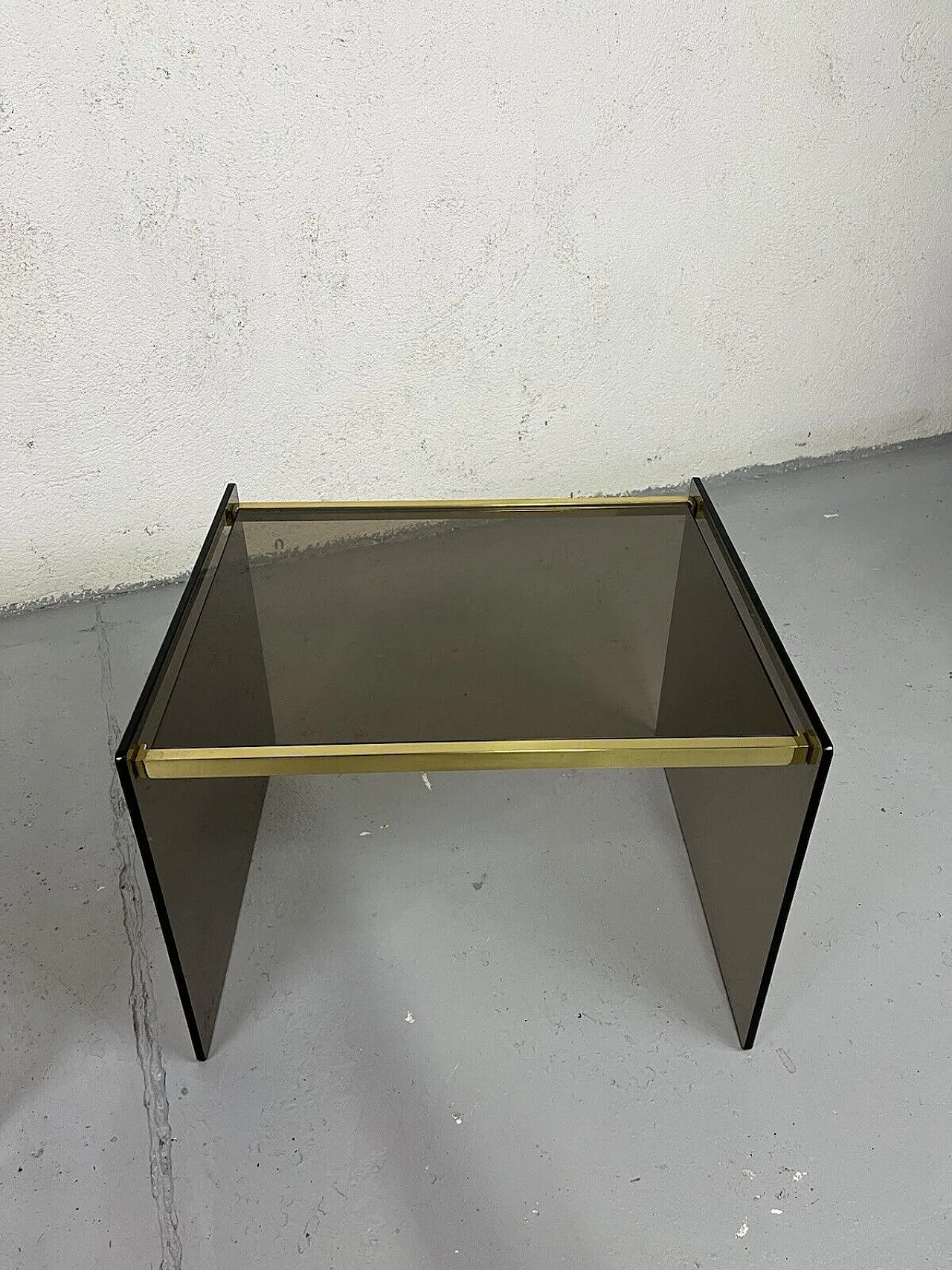 Pair of brass and glass bedside tables, 1970s 6