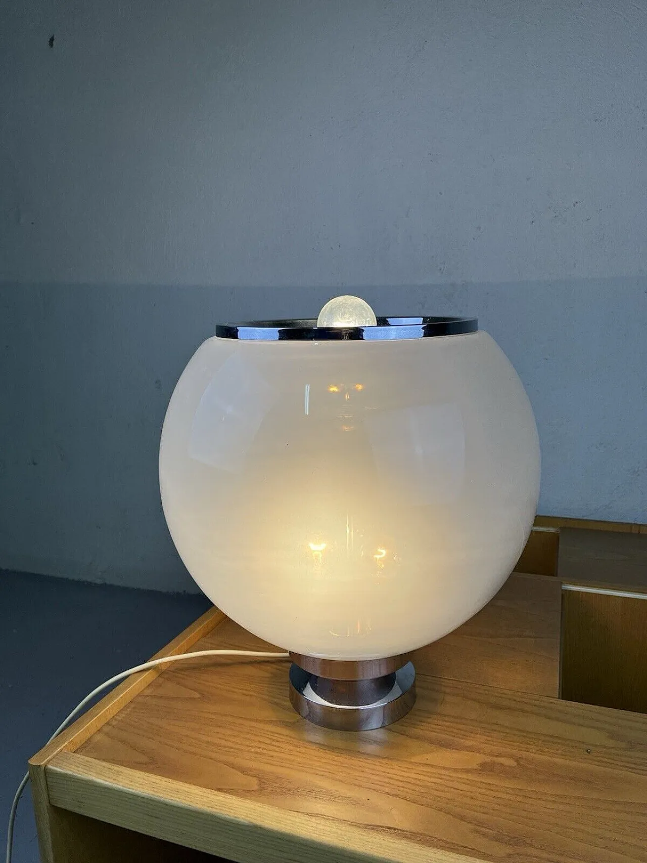 Table lamp in steel and Murano shaded glass, 1970s 2