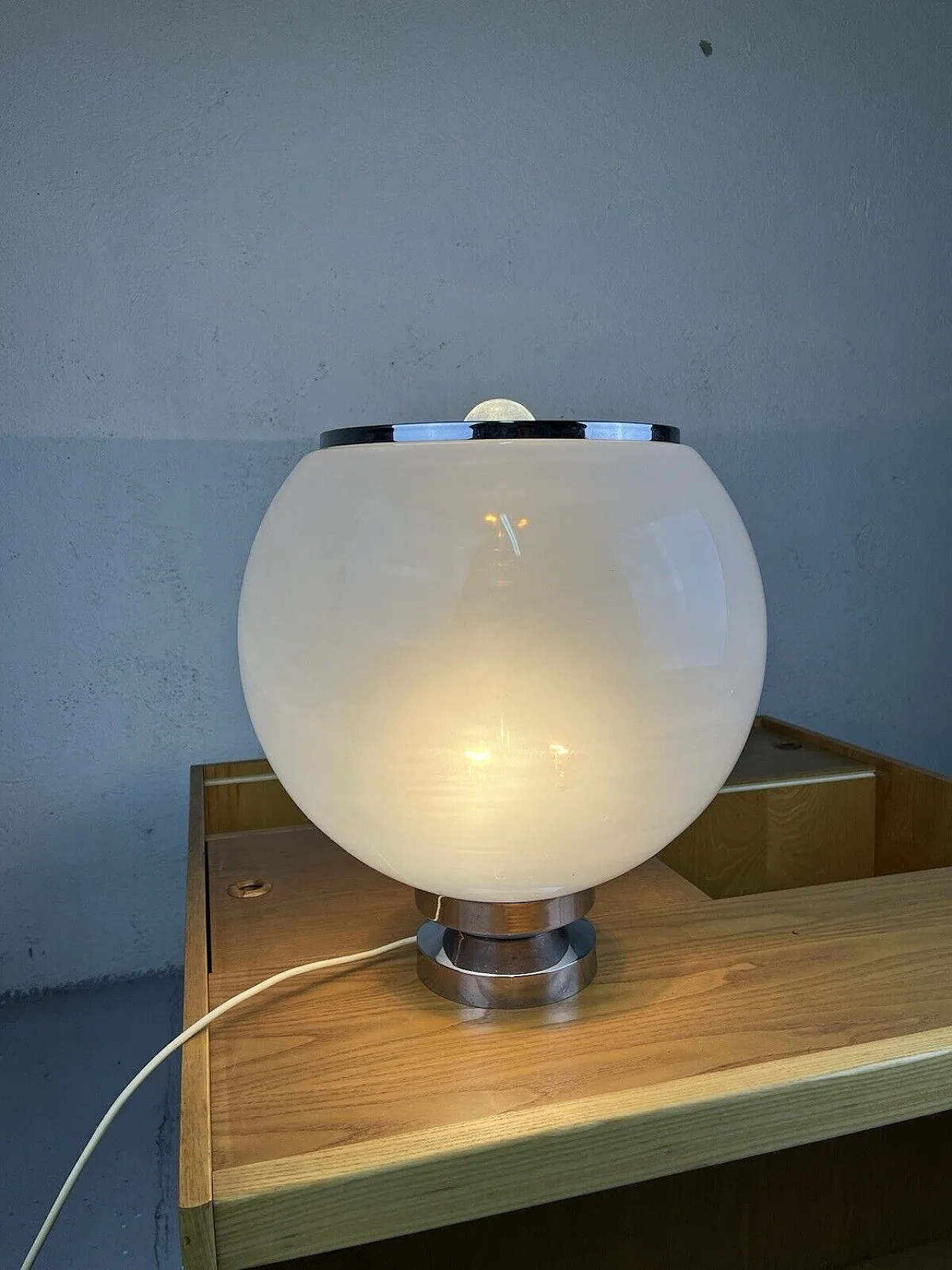 Table lamp in steel and Murano shaded glass, 1970s 3