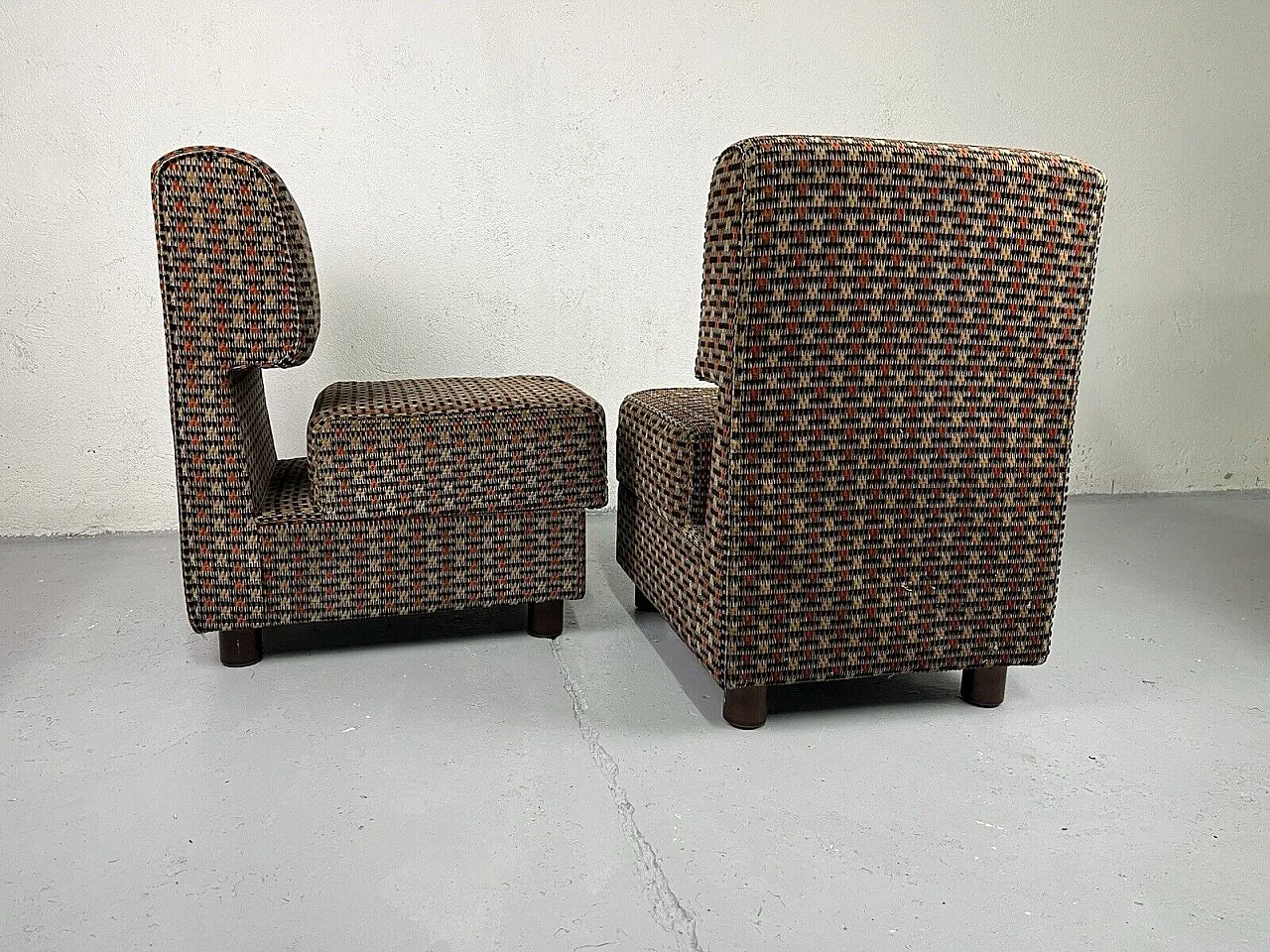 Pair of modular fabric armchairs, 1960s 9