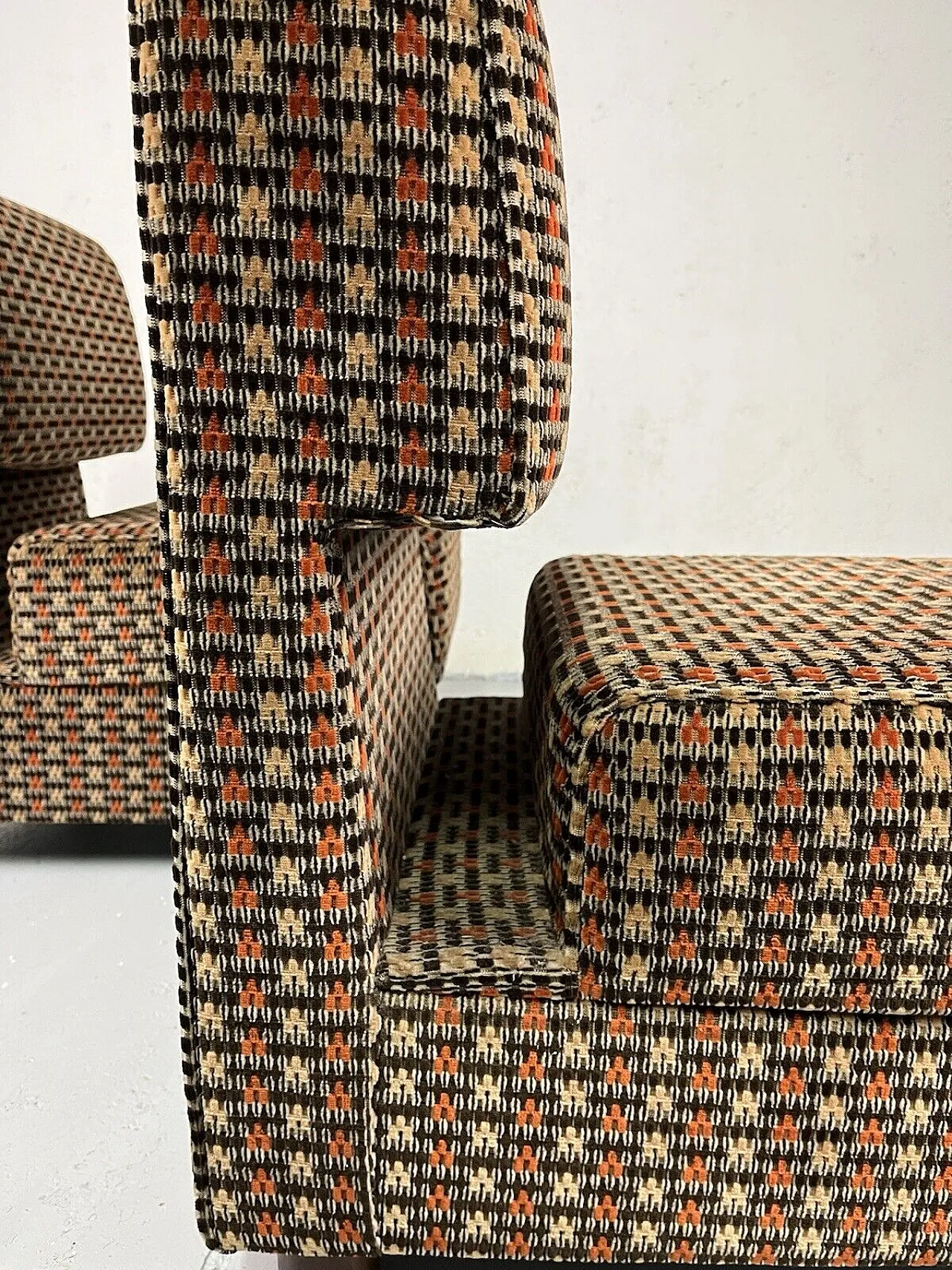 Pair of modular fabric armchairs, 1960s 11