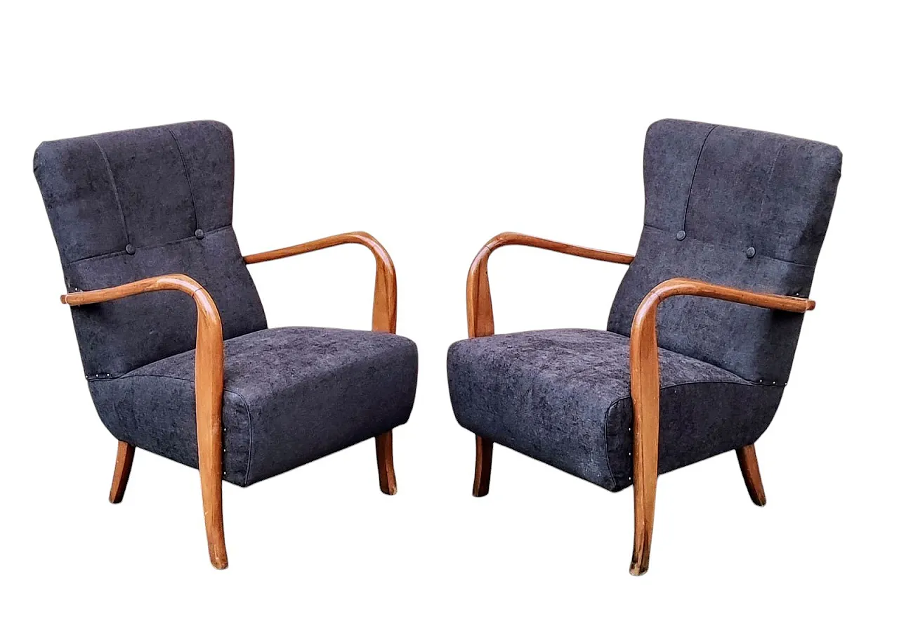 Pair of beech armchairs, 1950s 1