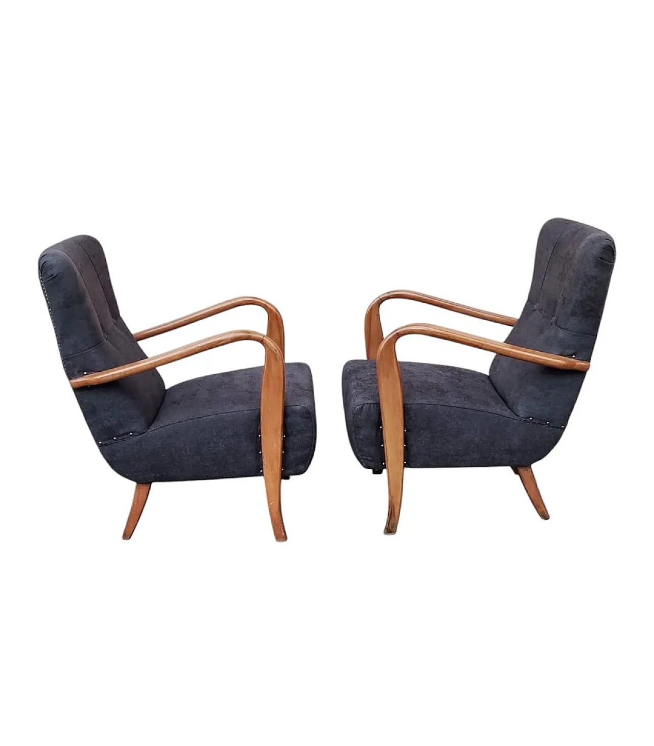 Pair of beech armchairs, 1950s 3