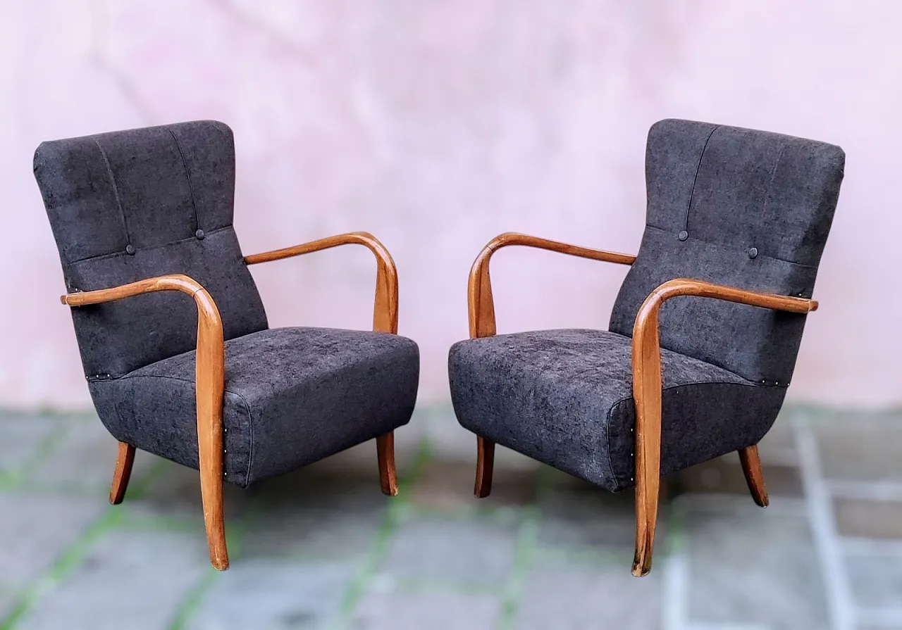 Pair of beech armchairs, 1950s 4