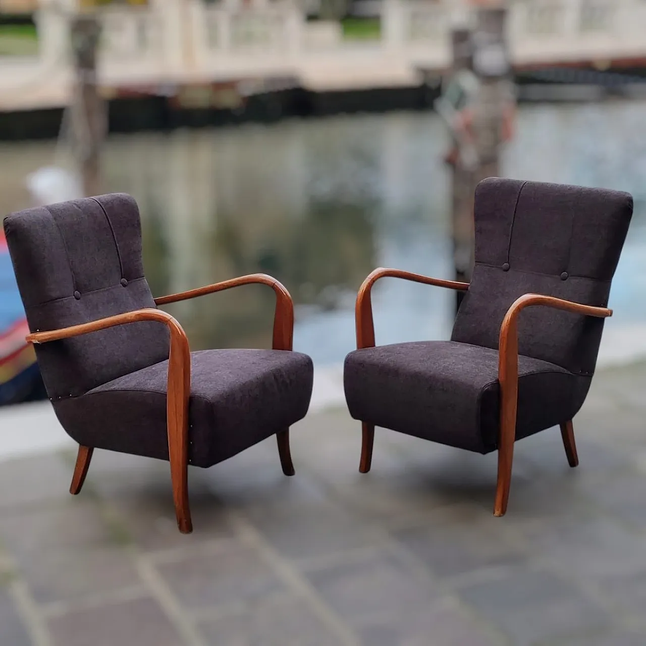 Pair of beech armchairs, 1950s 23