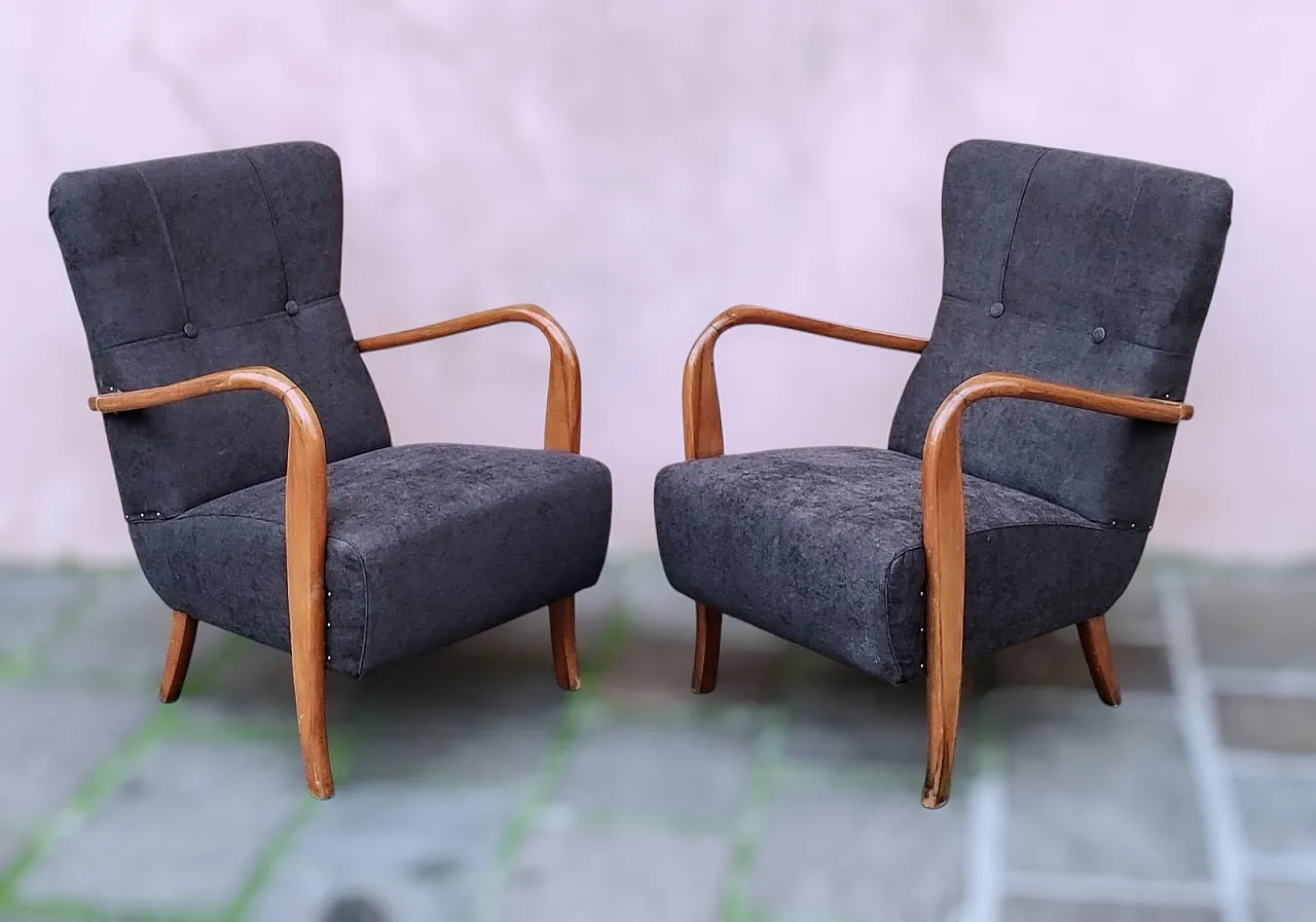 Pair of beech armchairs, 1950s 25