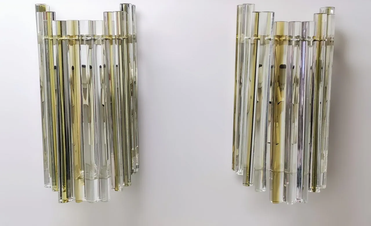 Pair of Murano glass wall sconces by C.Scarpa for Venini, 1960s 2