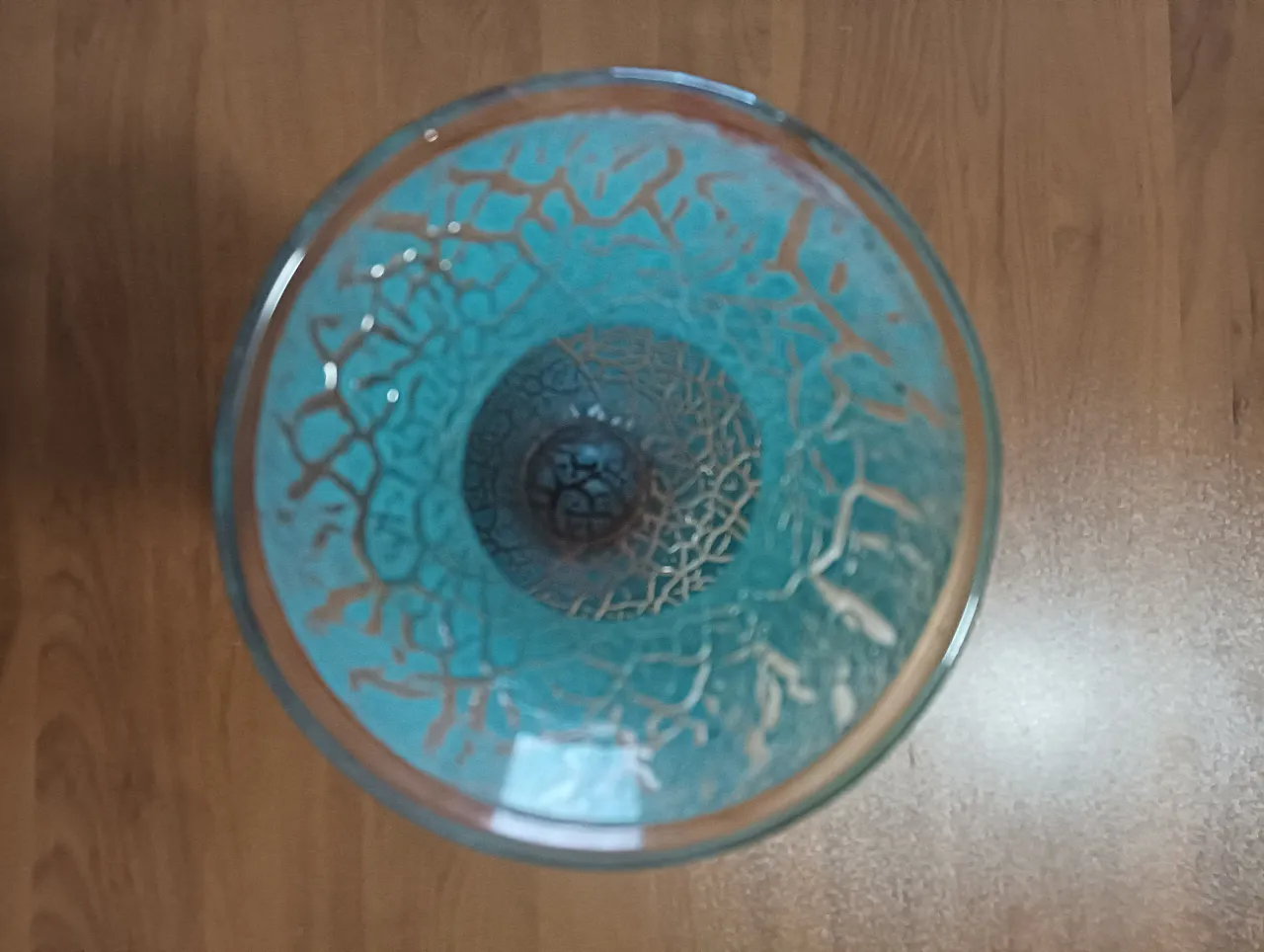 Vaso in vetro di Murano azzurro effetto craquelé, anni '70 4