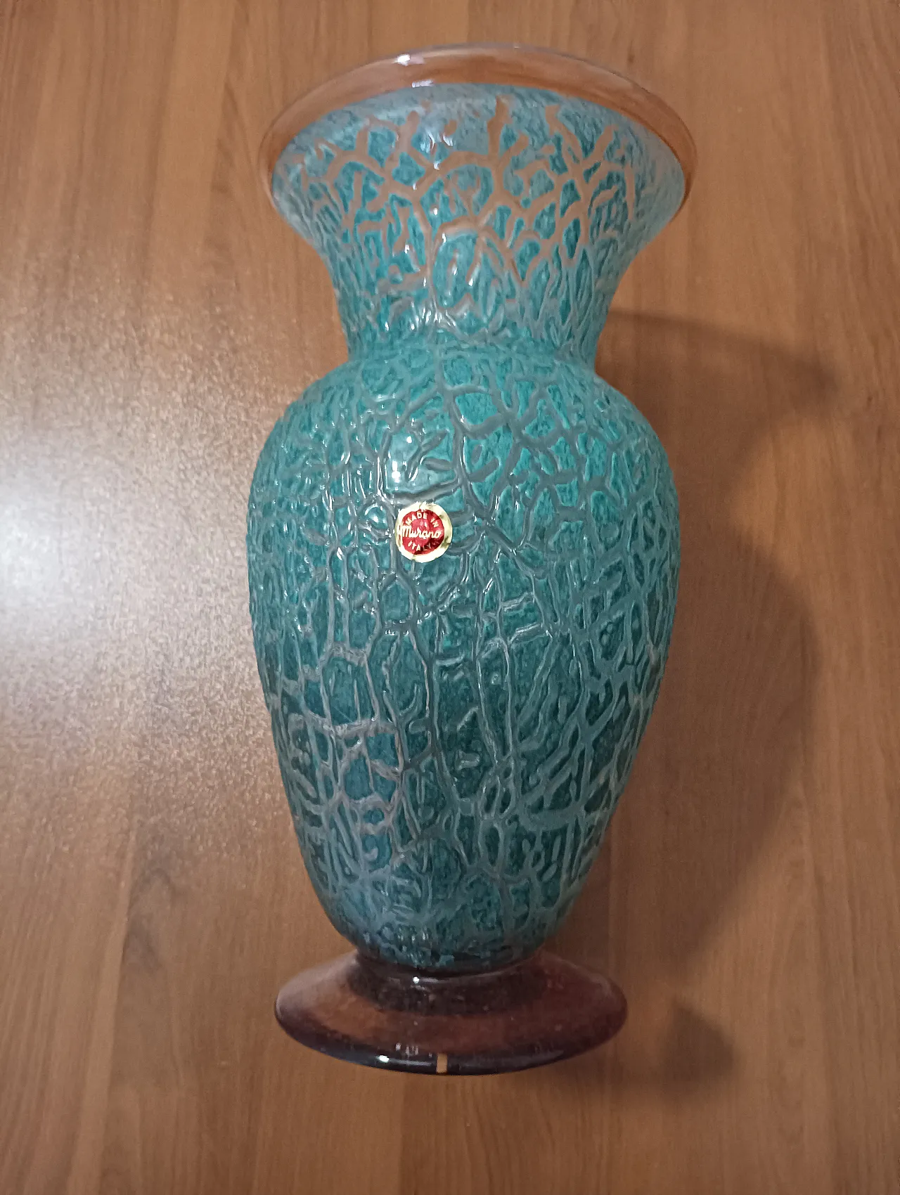 Vaso in vetro di Murano azzurro effetto craquelé, anni '70 5