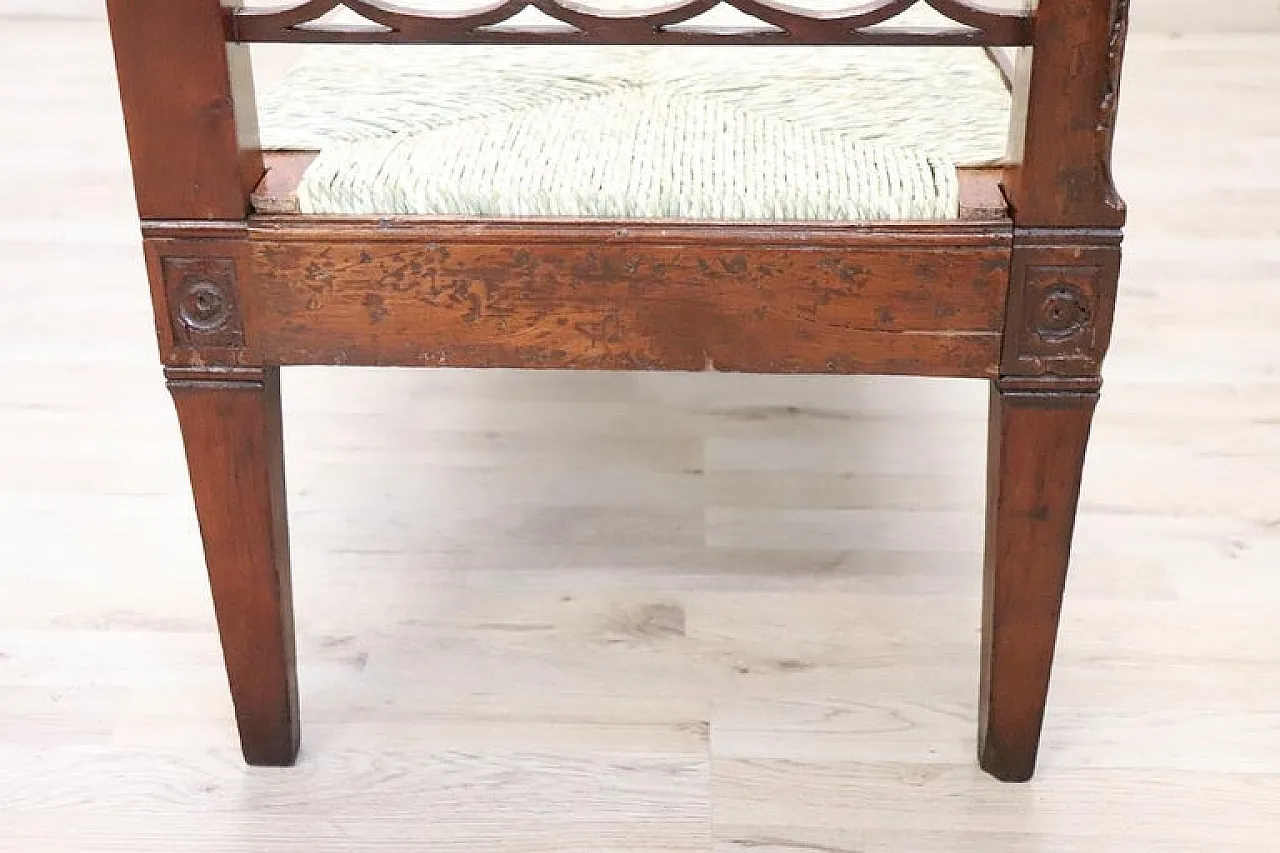 Ancient walnut bench and seat in straw, '700 10