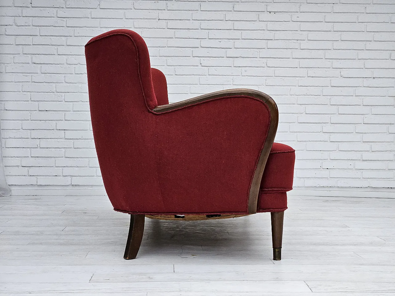 Danish 3-seater sofa by Alfred Christensen red wool, 1960s 5