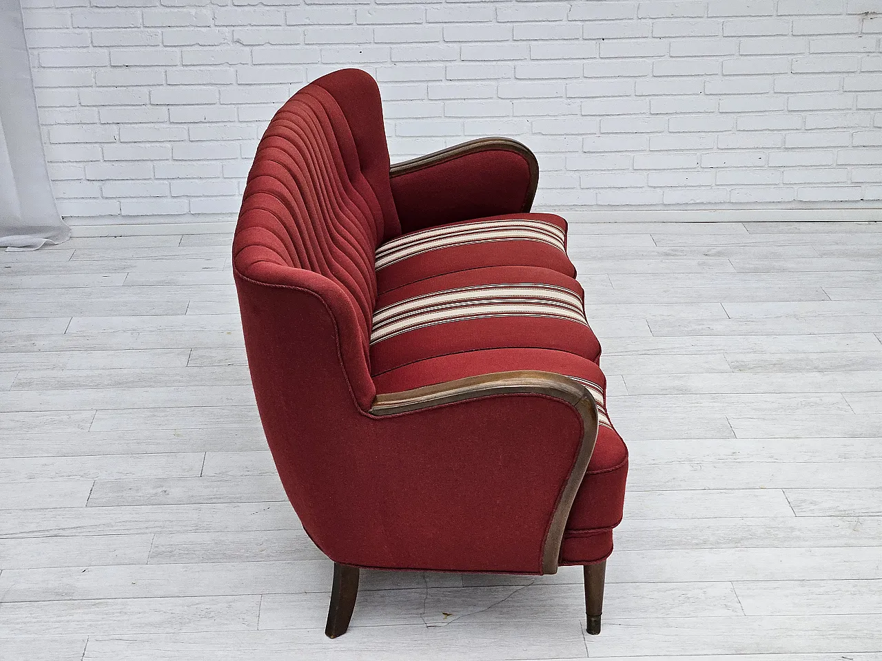 Danish 3-seater sofa by Alfred Christensen red wool, 1960s 6