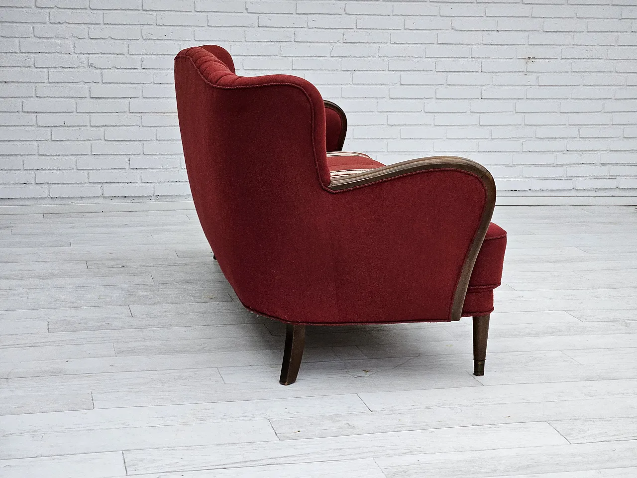 Danish 3-seater sofa by Alfred Christensen red wool, 1960s 7