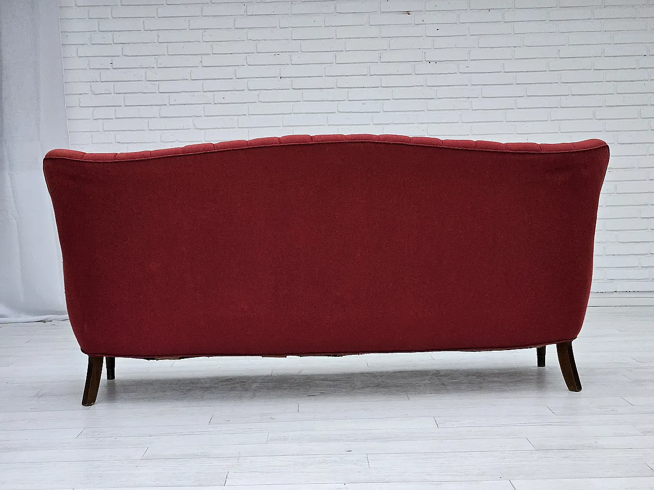 Danish 3-seater sofa by Alfred Christensen red wool, 1960s 9