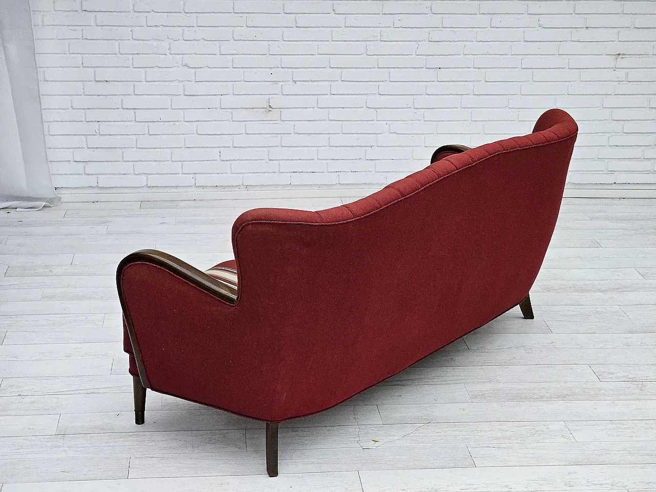 Danish 3-seater sofa by Alfred Christensen red wool, 1960s 10