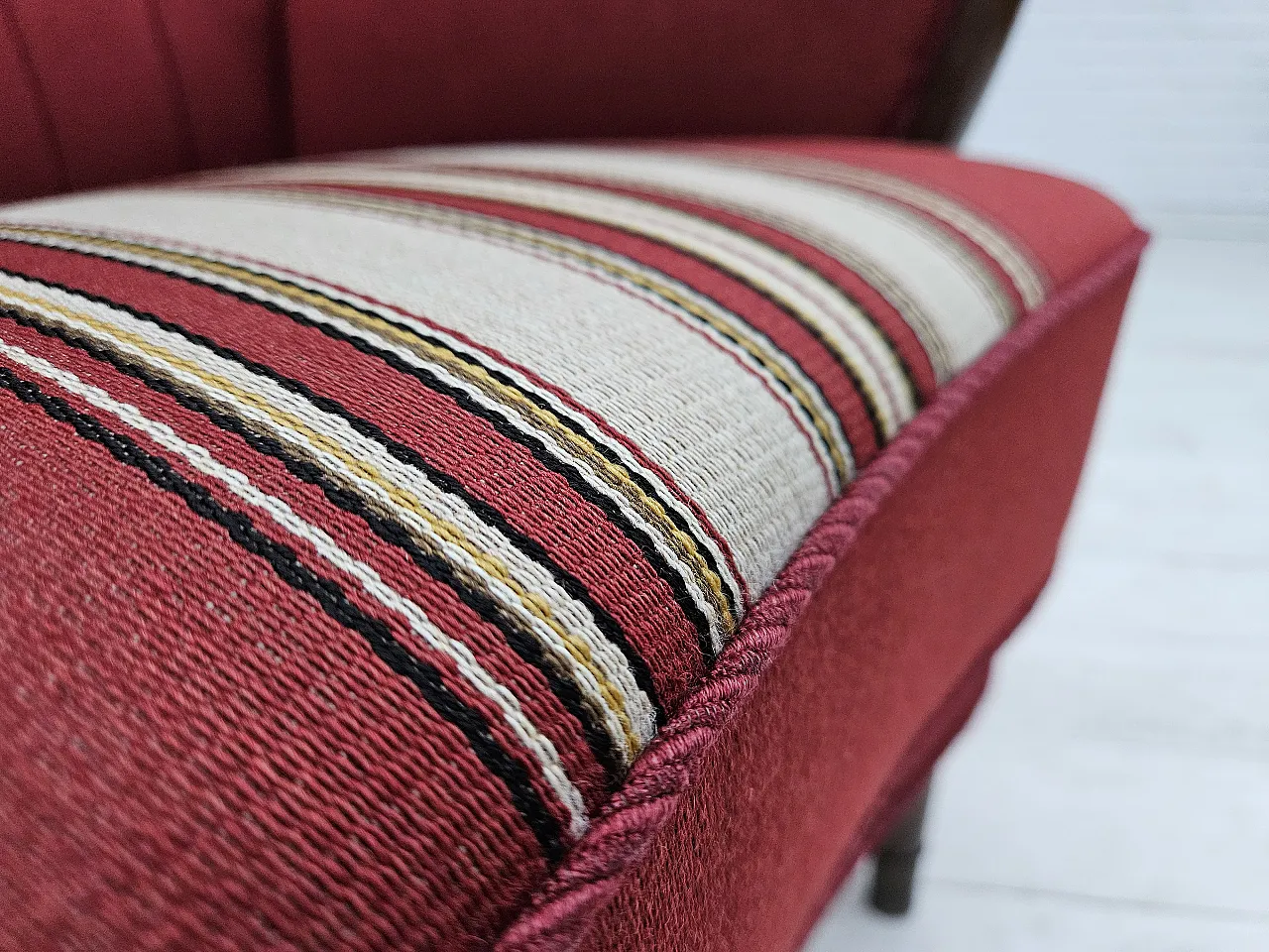 Danish armchair by Alfred Christensen red wool, 1960s 3