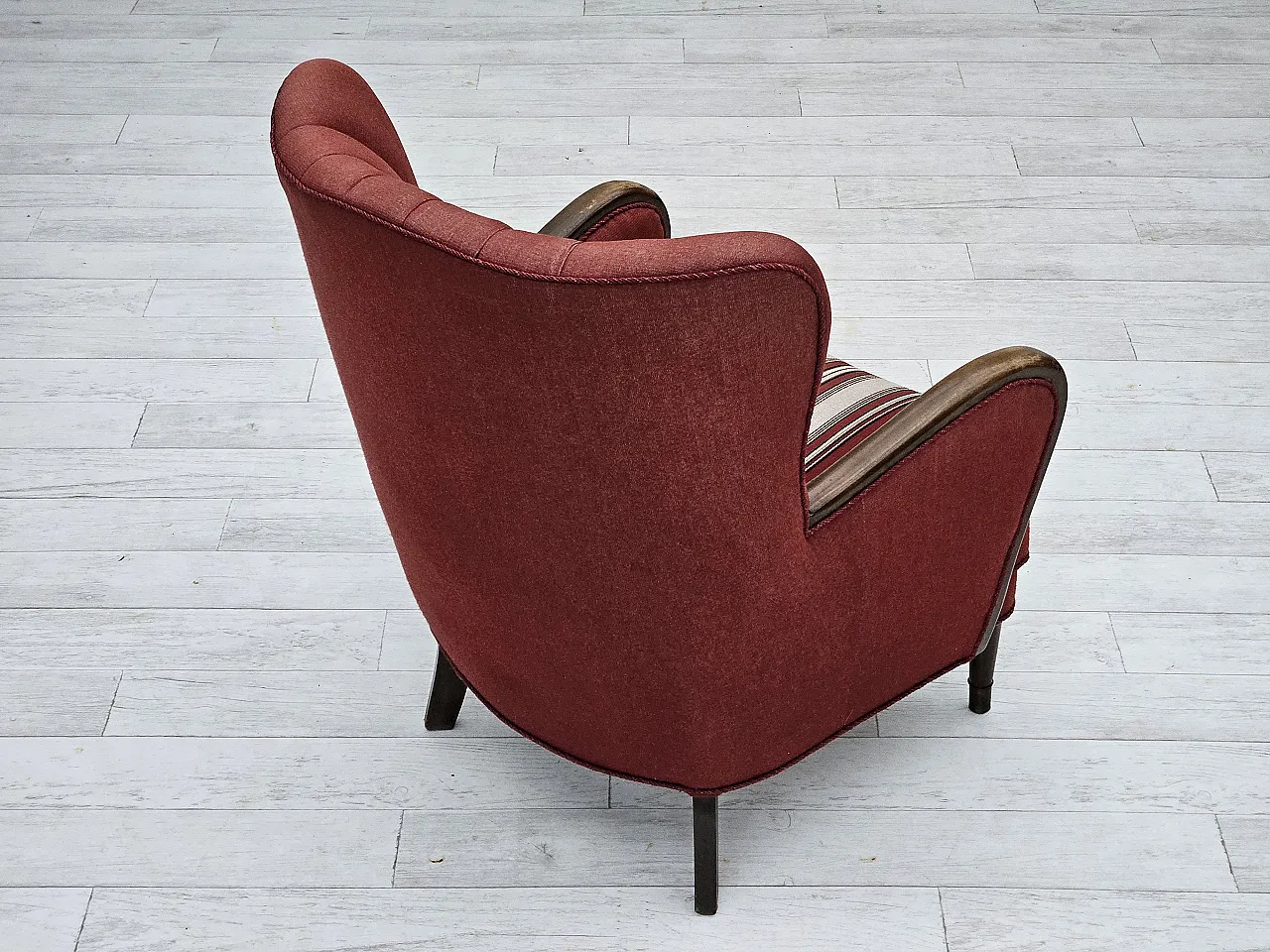 Danish armchair by Alfred Christensen red wool, 1960s 12