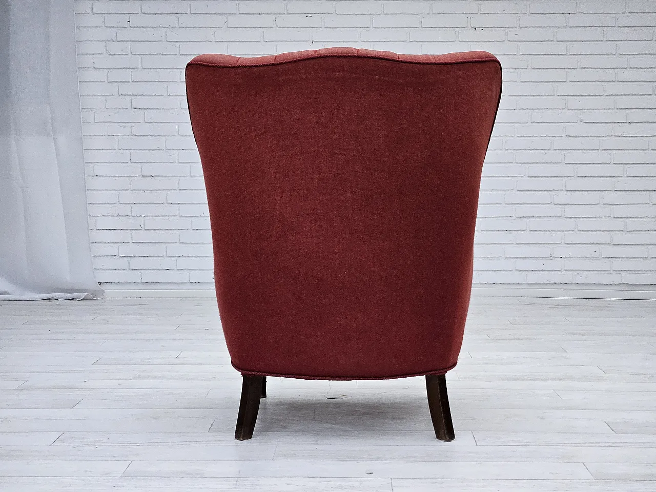 Danish armchair by Alfred Christensen red wool, 1960s 13