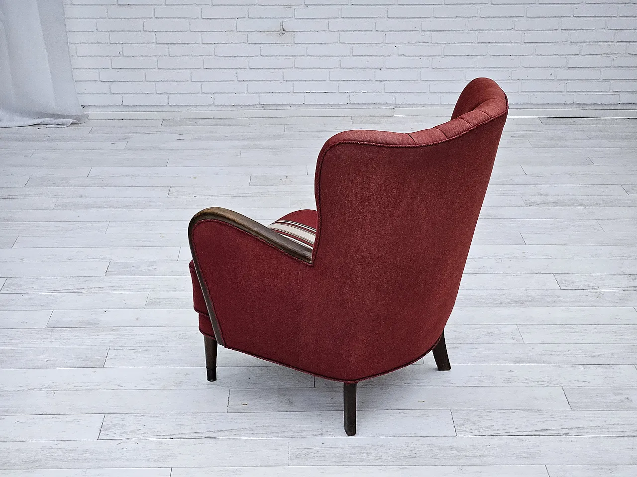 Danish armchair by Alfred Christensen red wool, 1960s 14