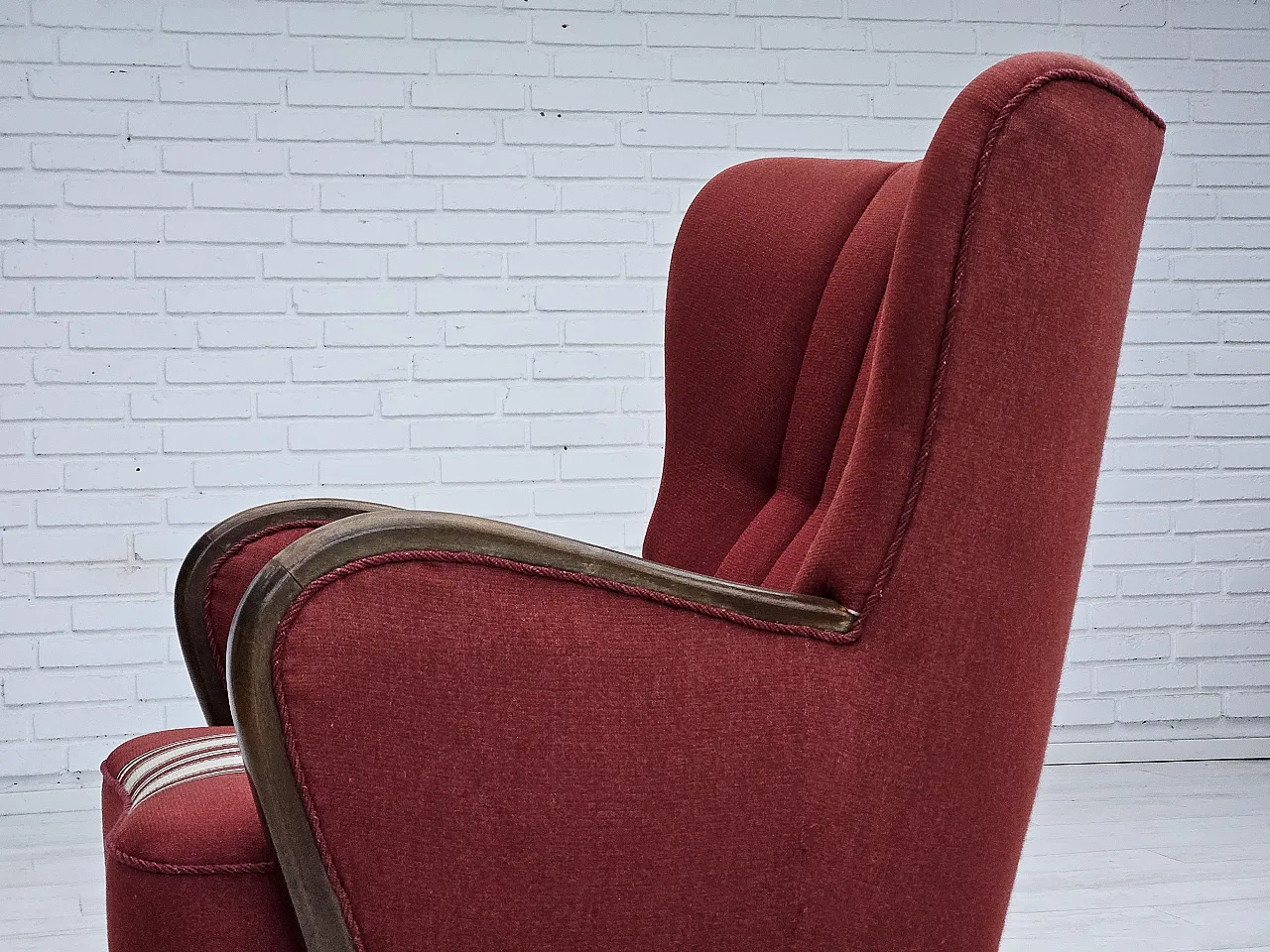 Danish armchair by Alfred Christensen red wool, 1960s 16