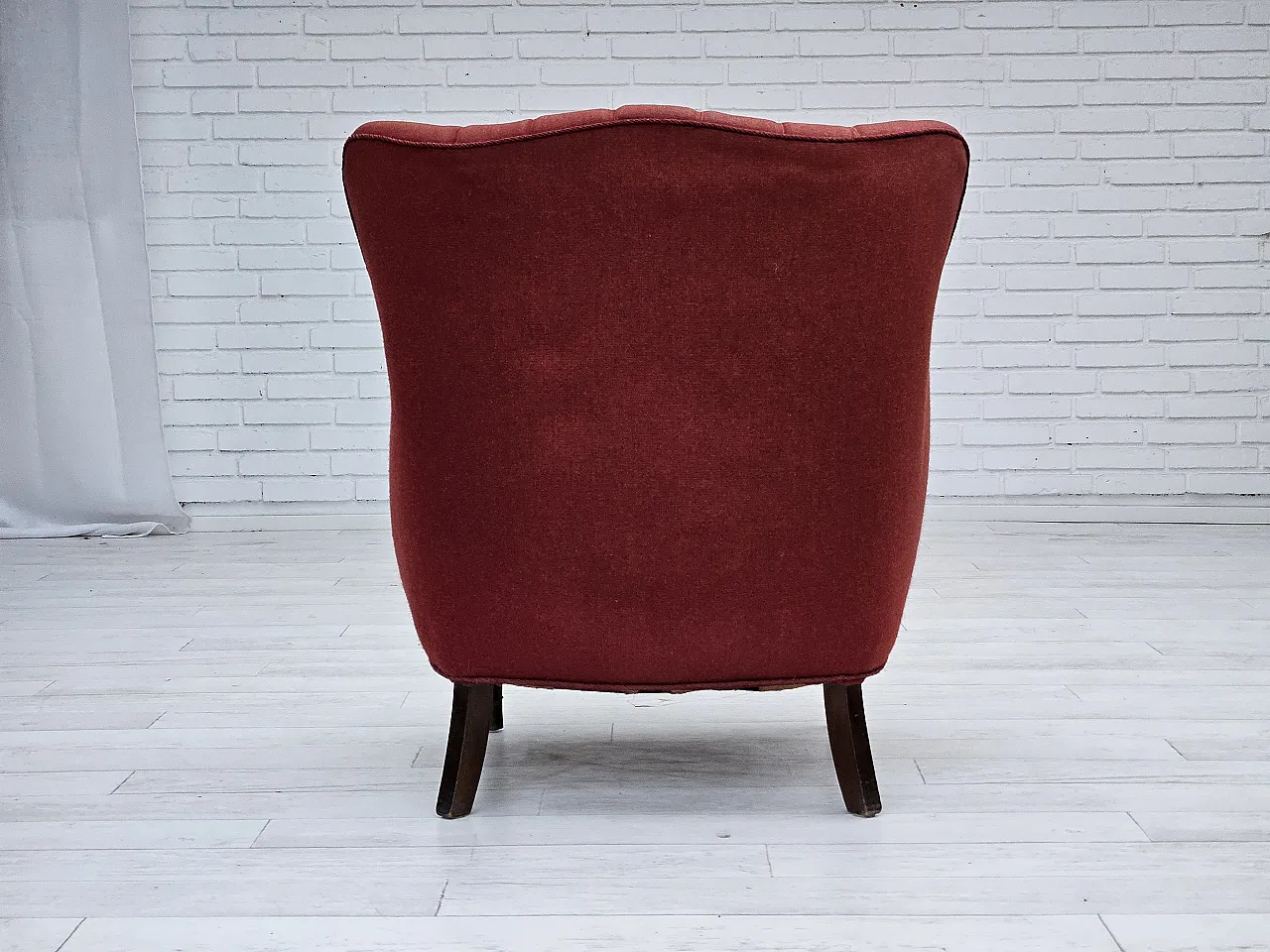 Danish armchair by Alfred Christensen, red wool, 1960s 8