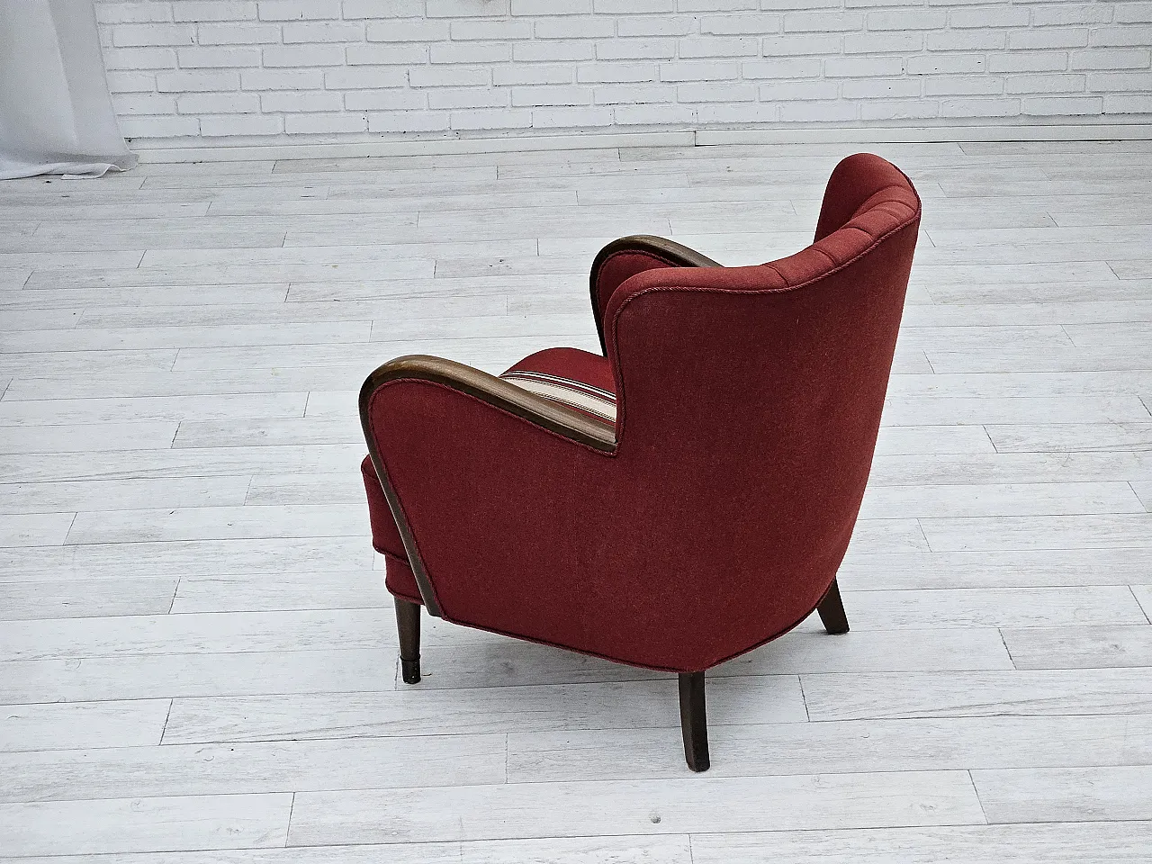 Danish armchair by Alfred Christensen, red wool, 1960s 9