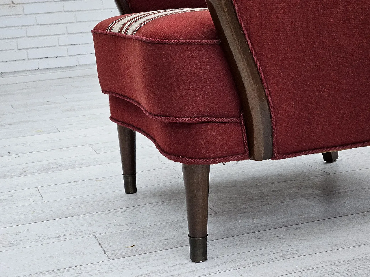 Danish armchair by Alfred Christensen, red wool, 1960s 11