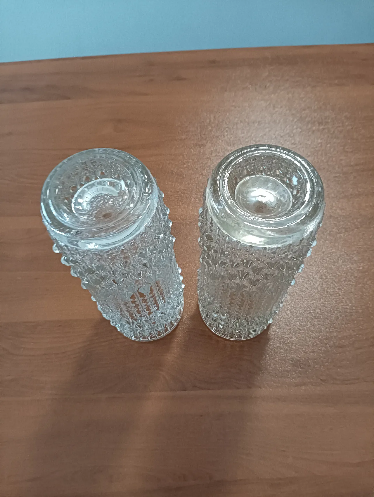 Pair of "Candle Wax" transparent glass vases, 70s 5