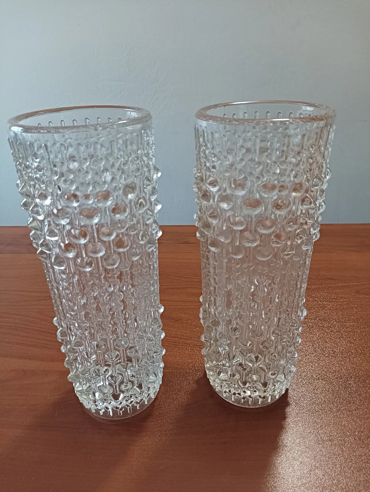 Pair of "Candle Wax" transparent glass vases, 70s 6