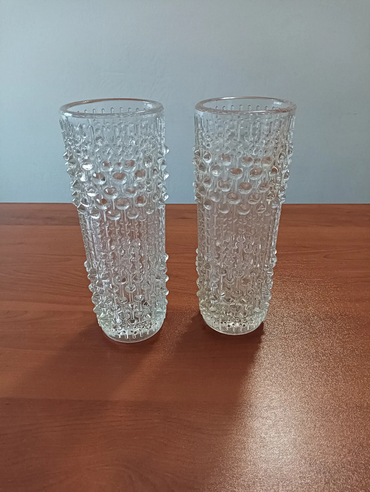 Pair of "Candle Wax" transparent glass vases, 70s 7